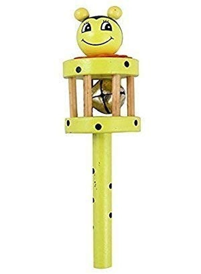 Little Mind Handmade Non Toxic Colorful Wooden Baby Rattle Toy - Set of 4 pcs Sound Making Rattle Combo Pack (Face 5 Bell, White Damura, Cage Rattle) - Image 3